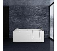 PureHaven Baignoire pour personnes âgées 170x75 cm Siège et bain à remous avec buses de massage Porte intégrée pour un accès facile Surface facile à entretenir