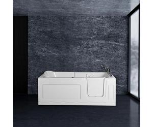 PureHaven Baignoire pour personnes âgées 170x75 cm Siège et bain à remous avec buses de massage Porte intégrée pour un accès facile Surface facile à entretenir