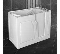 PureHaven baignoire pour seniors 122x71 cm avec fonction balnéo jets d'eau porte intégrée pour un accès facile surface facile d'entretien
