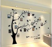 Purekay Stickers Muraux Feuilles de Arbre, Cadre de Photo 3D DIY Grand Autocollant Mural Arts Décoration de la Maison pour Chambre, Salon Cadeau Bureau, Fond de Canapé (Gauche Noir, L)