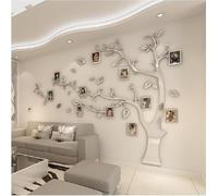 Purekay Stickers Muraux Feuilles de Arbre, Cadre de Photo 3D DIY Grand Autocollant Mural Arts Décoration de la Maison pour Chambre, Salon Cadeau Bureau, Fond de Canapé (Miroir Argent Droit, M)