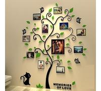 Purekay Stickers Muraux Feuilles de Arbre, Cadre Photo 3D DIY Grand Autocollant Mural Plantes Décoration Murale Arts Maison, Chambre, Salon Cadeau Bureau, Fond de Canapé (Vert Arbre Droit, M)
