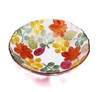 Puremagics Grand bol décoratif en verre cristal coloré peint à la main en forme de feuille pour centres de table, table basse, 28 cm.
