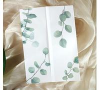 Puremigo Greenery Lot de 50 vestes en vélin pré-pliées imprimées pour invitations de 12,7 x 17,8 cm - Papier vélin 105 g/m² - Vestes de 12,7 x 17,8 cm - Enveloppes d'invitations de mariage en vélin