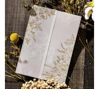 Puremigo Lot de 50 vestes en vélin pré-pliées pour invitations de 12,7 x 17,8 cm - Motif feuille d'or - Papier vélin 115 g/m² - Vestes de 12,7 x 17,8 cm - Invitations de mariage transparentes