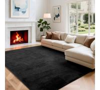 Puremy Tapis de salon, poils courts, moelleux et doux, 160 x 220 cm, noir | Tapis de salon décoratif, lavable et antidérapant, moderne, uni, pour chambre à coucher, chambre d'enfant