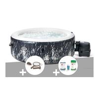 PureSpa Galaxie - Kit spa gonflable rond 4 places - Bulles LED - Avec kit d'entretien et traitement brome