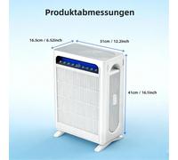 Purificateur d'air 3-en-1 - Filtre à air HEPA H13 - Couverture de 100 m² - CADR de 400 m³/h - Capteur de PM2,5 - Alimentation solaire - Mode veille silencieux - Adapté aux animaux de compagnie - Blanc