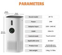 Purificateur d'air et humidificateur 2-en-1 - Modèle AP-T2 - Appareil multifonction - Mode nuit - Pour les pièces jusqu'à 50 m² - Prise européenne 220V
