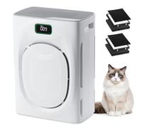 Purificateur d'Air Pour Animaux, CADR 350m³/h Minuterie Pour Allergies | Élimine 99,97% des Allergènes Capteur Intelligent, Double Entrée Anti-Poils, Mode Sommeil 25 dB Pour Chambres, Bureaux, Salon