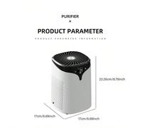 Purificateur d'air, purification haute efficacité, purification par ions négatifs, mode veille, réglage du ventilateur à 3 vitesses. Fonctions du produit : élimination des COV, du pollen, des particul