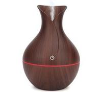 Purificateur et humidificateur d'air LED Ultrason Diffuseurs d'arômes Diffuseurs d'huiles essentielles (Grain de bois foncé) Blanc G