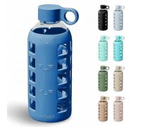 purifyou Bouteille d'eau en verre de qualité supérieure avec manchon en silicone antidérapant et couvercle en acier inoxydable, 0,6/22/946,2 ml (porcelaine chinoise, 650 ml)