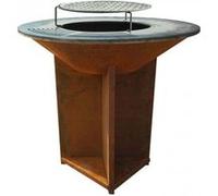 PUR LINE | Grand barbecue en acier corten avec grill | Barbecue d'extérieur avec grande grille de 100 cm de diamètre et finition résistante en acier Corten