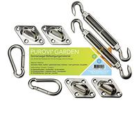 Purovi® Kit de Fixation Voile d'Ombrage pour Patio en Acier Inoxydable - Installation Toile d'Ombrage / Voile Solaire Triangle, Carré, Rectangle En Toute Sécurité