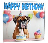 Purple Fox Carte d'anniversaire pour chien Boxer - Carte d'anniversaire amusante pour chien 145 x 145 mm