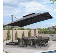 PURPLE LEAF Grand Parasol De Jardin Exterieur 3,65 x 3,65 m Aluminium Gris | Parasol deporte, Ombre XXL, Anti-vent, Mât renforcé Ø10,2 cm, Toile démontable et lavable, Rotatif 360°, Commercial