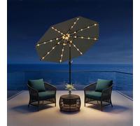 PURPLE LEAF Parasol Balcon LED 2,3 m Gris avec Pied Croix et Sac de Lestage | Ambiance chaleureuse le soir, Stabilité optimale & résistance au vent, Protection UV haute performance, Restaurant, Hôtel