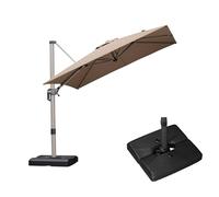PURPLE LEAF Parasol Déporté 2,5 x 2,5 m Carré avec Pieds, Toit à Rotatif 360°, Protection UPF 50+, Parasol De Jardin Extérieur avec Poteau Champagne, Pour Piscine, Terrasse, Taupe
