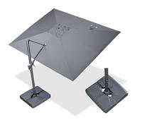 PURPLE LEAF Parasol Déporté 2,7 x 3,5 m avec Pied, Parasol de Jardin Extérieur en Aluminium avec Toile Protection UV UPF 50+, Inclinable 6 Positions et Rotation 360°, Gris chiné foncé