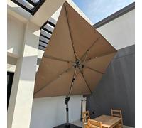 PURPLE LEAF Parasol Déporté 2,7 x 3,5 m Rectangulaire, Toit à Rotatif 360°, Protection UPF 50+, Parasol De Jardin Extérieur avec Poteau Champagne Suspendu en Aluminium, Pour Piscine, Terrasse, Taupe