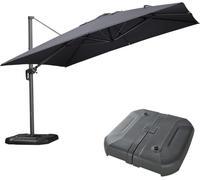 PURPLE LEAF Parasol Déporté 3,5 x 3,5 m avec Pied, Hauteur de la Tige Réglable, Parasol de Jardin Exterieur Protection UV 50+ Cadre en Aluminium avec Inclinable et Rotation à 360°, Gris