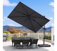 PURPLE LEAF Parasol Déporté 3 x 2 m Gris clair avec Pied de Croix Anti-UV | Inclinable des deux côtés, Couverture d’ombrage optimisée, Anti-UV, Inclinaison 5 positions, Parasol de jardin extérieur
