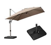 PURPLE LEAF Parasol Déporté 3 x 3 m Carré avec Pieds, Toit à Rotatif 360°, Protection UPF 50+, Parasol De Jardin Extérieur avec Poteau Champagne, Pour Piscine, Terrasse, Taupe