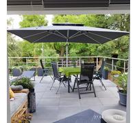 PURPLE LEAF Parasol Déporté 3 x 4 m avec Pied Toit Double Anti-Vent, Gris | Mât Renforcé Ø10,2 cm, Testé pour résister à des vents réguliers jusqu’à 56 km/h, Rotatif 360°, Disponible en 6 hauteurs