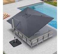 PURPLE LEAF Parasol Déporté 3 x 4 m Rectangulaire Anti-UV et Vent, Gris | Aluminium thermolaqué champagne, élégant, La couleur de prédilection des lieux haut de gamme, Parasol de jardin exterieur