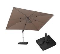 PURPLE LEAF Parasol Déporté 3 x 4 m Rectangulaire avec Pieds, Toit à Rotatif 360°, Protection UPF 50+, Parasol De Jardin Extérieur avec Poteau Champagne, Pour Piscine, Terrasse, Taupe