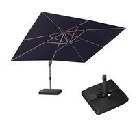 PURPLE LEAF Parasol Déporté 3 x 4 m Rectangulaire avec Pieds, Toit à Rotatif 360°, Protection UPF 50+, Parasol De Jardin Extérieur avec Poteau Champagne, Pour Piscine, Terrasse, Gris acier