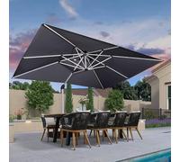 PURPLE LEAF Parasol Déporte 3 x 4 m Rectangulaire Toit Double UPF50+, Gris | Rotatif 360°, Disponible en 6 hauteurs, Mât Renforcé Ø10,2 cm, Mât et baleines en aluminium, Toile teinte en fil 240 g/m²