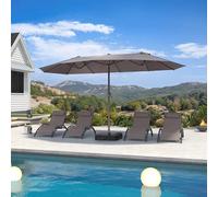PURPLE LEAF Parasol Rectangulaire Double Face 425 x 245 cm Gris Anti-Vent | Usage professionnel, Pied de Parasol Incluse, 12 Baleines robustes, UPF 50+, Parasol de jardin exterieur, Restaurant, Balcon