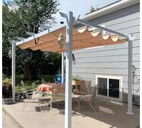 PURPLE LEAF Pergola Aluminium 4 x 3 m avec Éclairage Extérieur Intégré, Pergola Jardin Extérieur Métal Blanc, Tonnelle de Jardin avec Toit de Protection, Kaki