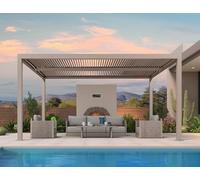 PURPLE LEAF Pergola Bioclimatique 4,6 x 3 m, Pergola de Jardin Extérieur en Aluminium,Tonnelle de Jardin Exterieur sans Entretien avec Système de Drainage pour Terrasse Balcon, Champagne