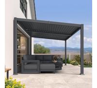PURPLE LEAF Pergola Bioclimatique Adossée 3 x 4,25 m Alu Orientable Gris