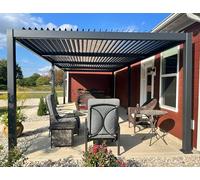 PURPLE LEAF Pergola Bioclimatique Aluminium 3,5 x 8,5 m Orientable Gris | Chic et classique, Pergola, Drainage rapide, 29,75 m², MInstallation facile, Protection solaire, Anti-vent, Professionnel