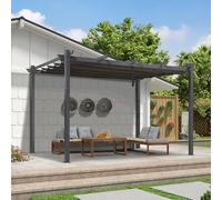 PURPLE LEAF Pergola Murale Aluminium 4 x 2,7 m Tissu Teint en Fil, Pergolas pour Terrasse Extérieur, Pergola Jardin Extérieur Toit Coulissante, Pavillon de Jardin, Gris