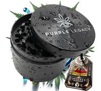 PURPLE LEGACY® Premium Grinder Ensemble de broyeur à pollen maniable et pratique avec des dents pointues en forme de losange Broyeur pour herbes, épices, épices ø 50 mm 4 parties en noir (Classic)