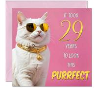 Purrfect Carte d'anniversaire 29 ans pour femme - Carte d'anniversaire amusante pour femme de 29 ans, vingt-neuvième amie, fille, maman, sœur, tante, nièce, fille, chaton