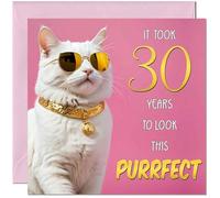 Purrfect Carte d'anniversaire 30 ans pour femme - Carte d'anniversaire amusante pour femme de 30 ans, trentième amie, maman, sœur, tante, nièce, fille, chaton