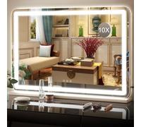 Puselo Miroir Hollywood Lumineux, 3 Modes d'éclairage Ajustables, Miroir Coiffeuse avec Contrôle Tactile et USB - Support Mural et sur Table 80 x 55cm - Blanc