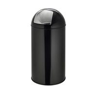 hjh OFFICE 741008 Poubelle XXL PUSH 50L noir Collecteur de déchets rétro avec clapet à poussoir