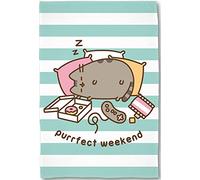 Pusheen Purrfect Weekend Plaid en flanelle super douce Blanc Turquoise 160 cm x 200 cm Couverture de canapé Couverture polaire Corail Couverture The Sweet Cat mignon Chat assorti à la parure de lit