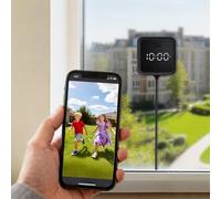 PUSOKEI Caméra de Fenêtre 3MP 2K avec Affichage de L'heure, Caméras Intérieures WiFi 2,4 GHz et 5 GHz et Bluetooth pour la sécurité de la Maison, Installation Facile et Rapide (Black)