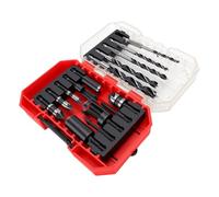 PUSOKEI Jeu de 15 Forets à Bois avec Queue Hexagonale pour Armoires | Matériau en acier S2, embouts fraisés, coupe-bouchons, outils de chanfreinage, embouts de tournevis, étui de rangement