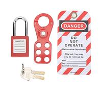 PUSOKEI Kit de Verrouillage Industriel |Moraillon de sécurité Inviolable avec Cadenas Loto Tag Keys (Manille 1po/25mm)