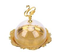 PUSOKEI Mini Assiette de Service en Métal gaufré Vintage |Plat à Bonbons Décoratif avec Couvercle en Dôme pour café de Fête à Domicile (GOLD)