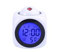 PUSOKEI Réveil à Projection Numérique pour Chambre à Coucher, Plafond ou Mur, écran LCD rétroéClairé Clair, Alimentation par Piles AAA ou Câble USB, Affichage de la température. (White)